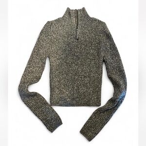aerie Marled Gray Half-Zip Turtleneck Sweater